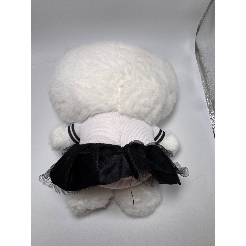 Sanrio Hello Kitty Goth Plush Toy Black White Houndstooth Bow Tutu Skirt NWOT - Picture 3 of 5
